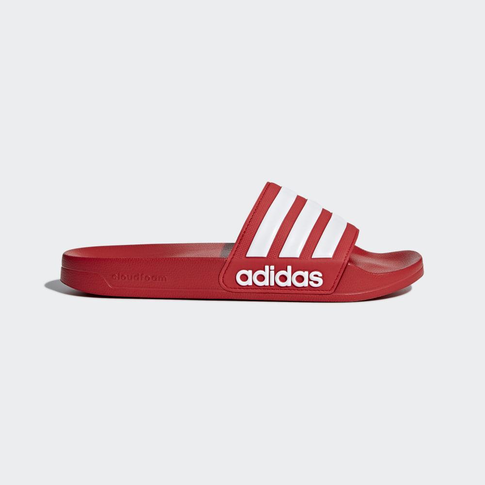 Adidas Men's Adilette Cloudfoam Slides Deep Red/White Ireland AQ1705